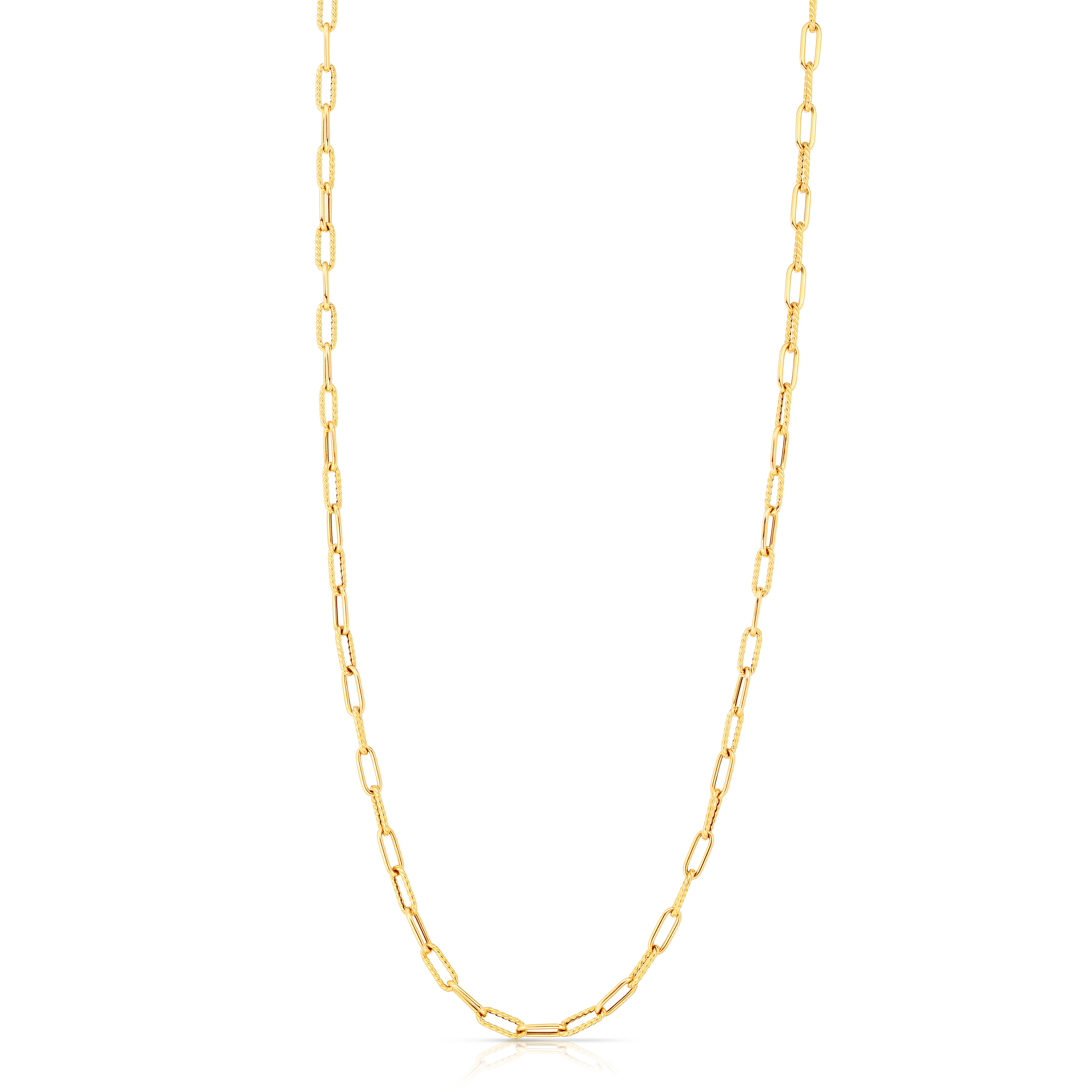 Classic Gold Yellow Gold Paper Clip Twist Chain Necklace | Roberto